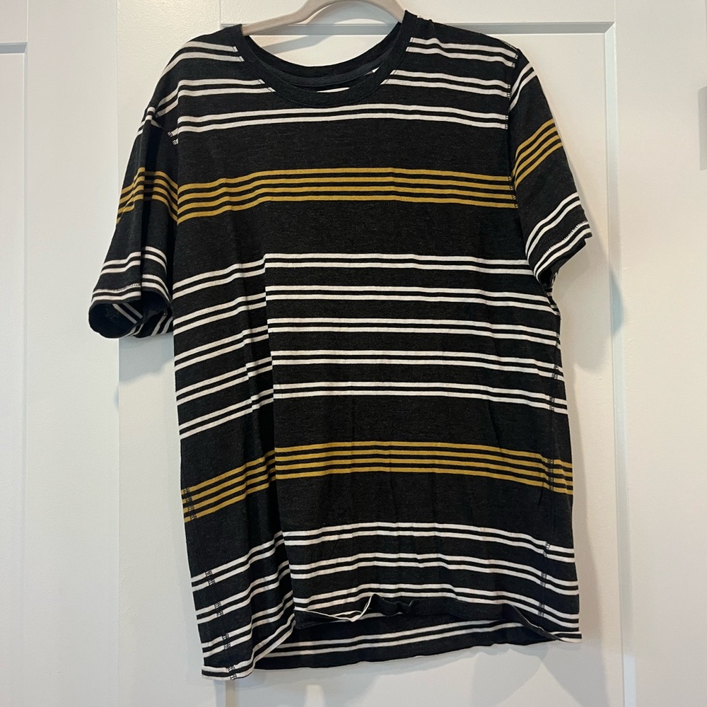 Billy Reid Black and Gold Striped Tee